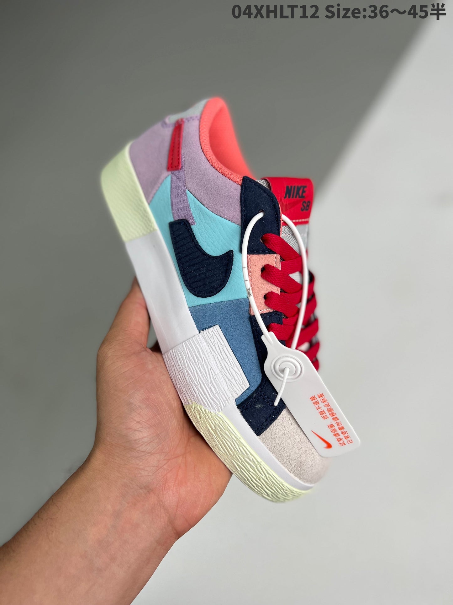 Nike Blazer Prm blue Mosaic Unisex Streetwear Limited Edition - The Nike Blazer PRM Low in blue and purple with a 'broken Swoosh' design delivers