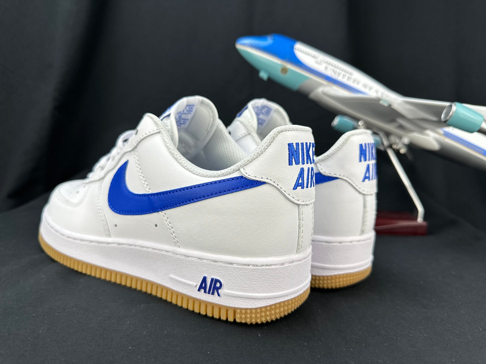 NIKE Air Force 1 'gum Sole - Blue' - White Unisex Streetwear Limited Edition - **Nike Air Force 1 'Gum Sole White/Blue'** The Nike Air Force 1 'Gum Sole White/Blue'