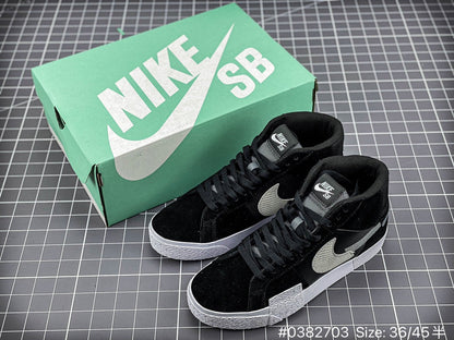 Nike Blazer Mid - Black Unisex Streetwear Limited Edition - The Nike Blazer Mid 'Broken Swoosh' in Black and Grey offers a sleek and modern