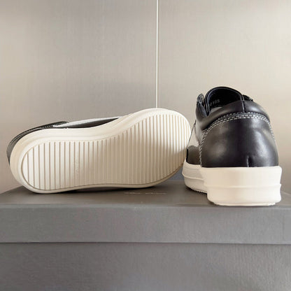 Rick Owens Leather And Suede Low-top Sneakers - Black Unisex Streetwear Limited Edition - **Rick Owens Black Leather and Suede Low-Top Sneakers: Timeless Sophistication and Premium Craftsmanship** Int
