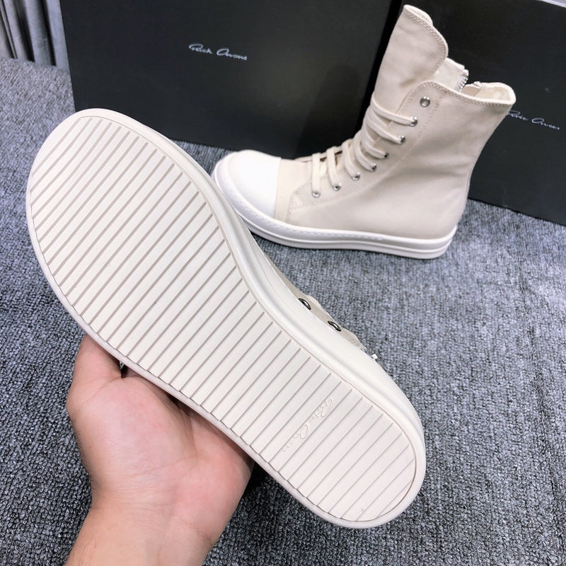 High-Top Canvas Sneakers - White Unisex Streetwear Limited Edition - **High-Top Canvas Sneakers** Introducing the perfect blend of casual comfort and modern style with these