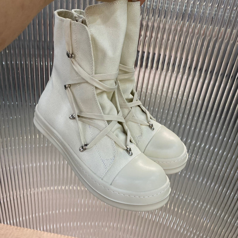 Rick Owens High-top Canvas Boots - Pants - Cream Unisex Streetwear Limited Edition - ### Rick Owens High-Top Canvas Boots - Cream Introducing the Rick Owens High-Top Canvas Boots
