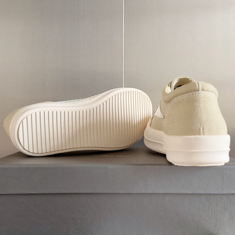 Rick Owens Canvas Low-top Sneakers - Beige Unisex Streetwear Limited Edition - **Rick Owens Beige Canvas Low-Top Sneakers: Subtle Elegance and Superior Craftsmanship** Introducing the Rick Owens