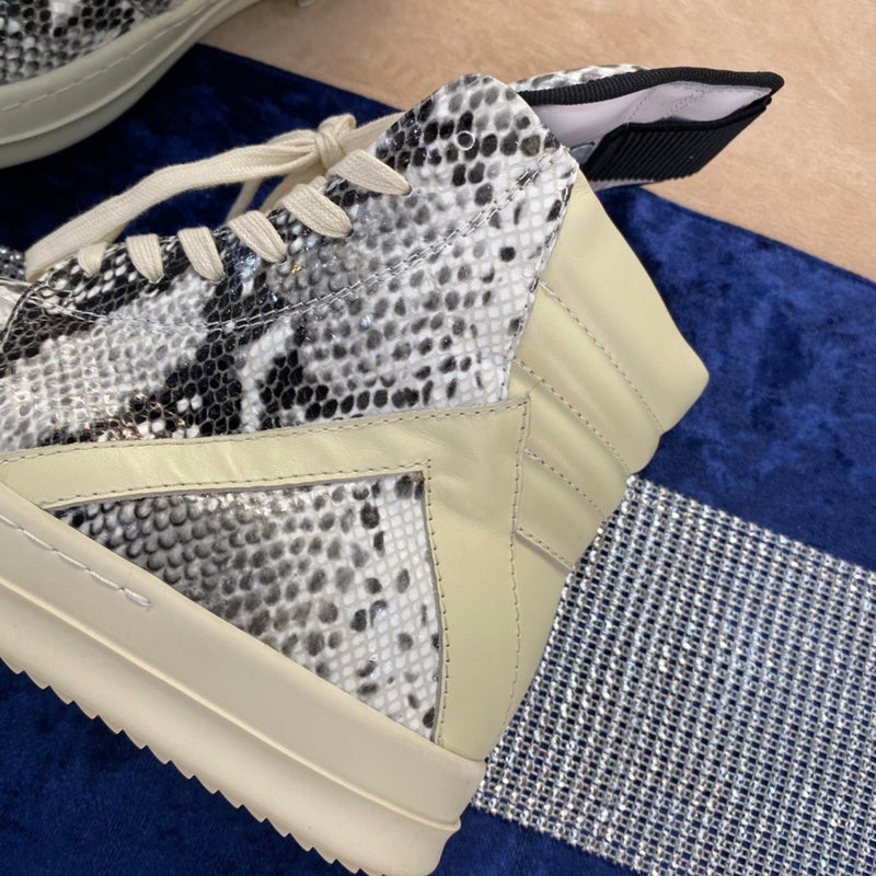 Rick Owens Geobasket Sneakers - Snakeskin Print - Red Unisex Streetwear Limited Edition - ### Rick Owens Geobasket Sneakers - Snakeskin Print Introducing the Rick Owens Geobasket Sneakers in