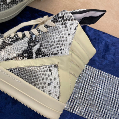 Rick Owens Geobasket Sneakers - Snakeskin Print - Red Unisex Streetwear Limited Edition - ### Rick Owens Geobasket Sneakers - Snakeskin Print Introducing the Rick Owens Geobasket Sneakers in