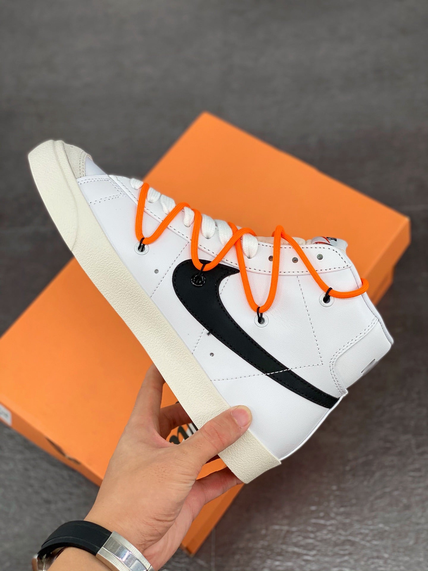 Nike Blazer Mid 1977 Vintage - Black Unisex Streetwear Limited Edition - The Nike Blazer Mid '1977 Vintage 'Smiley Lace-Up' in White and Black combines retro charm