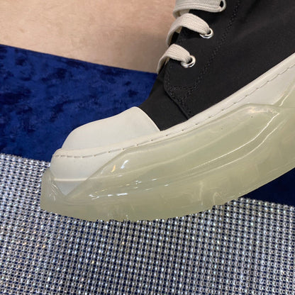 Rick Owens High-top Canvas Boots - With Translucent Sole T-Shirt - Black Unisex Streetwear Limited Edition - ### Rick Owens High-Top Canvas Boots - Black with Translucent Sole Introducing the Rick Owe