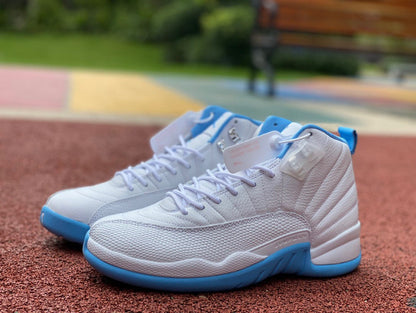 Jordan 12 Retro 'white - University Blue' Sneakers Unisex Streetwear Limited Edition - **Product Description: Air Jordan 12 Retro 'White/University Blue'** The Air Jordan 12 Retro 'White/University Bl