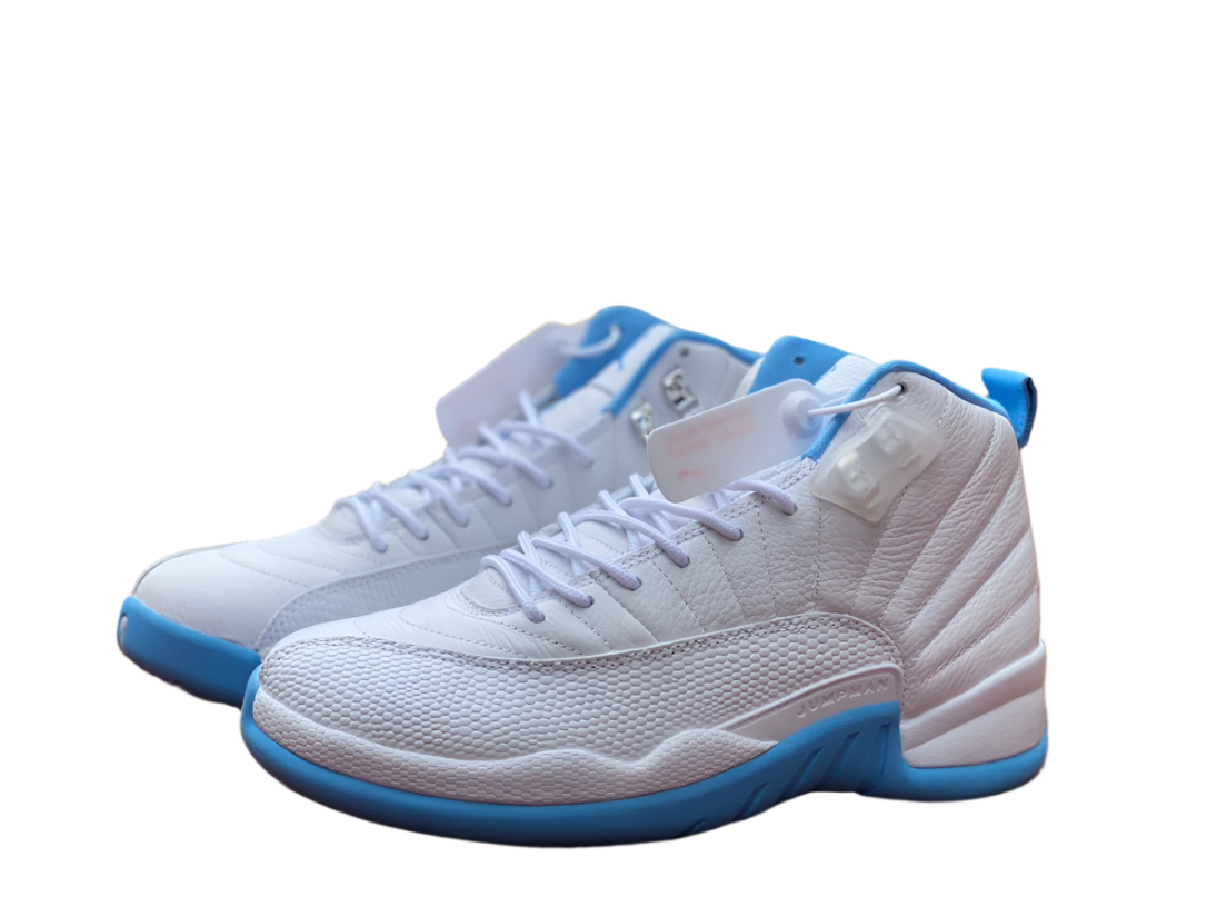 Jordan 12 Retro 'white - University Blue' Sneakers Unisex Streetwear Limited Edition - **Product Description: Air Jordan 12 Retro 'White/University Blue'** The Air Jordan 12 Retro 'White/University Bl