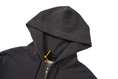 Gallery Dept. Gallery Dept Zip Up Hoodie - Black Unisex Streetwear Limited Edition - ### Product Description: Gallery Dept. Black Zip-Up Hoodie Introducing the Gallery Dept. Black Zip-Up Hoodie,