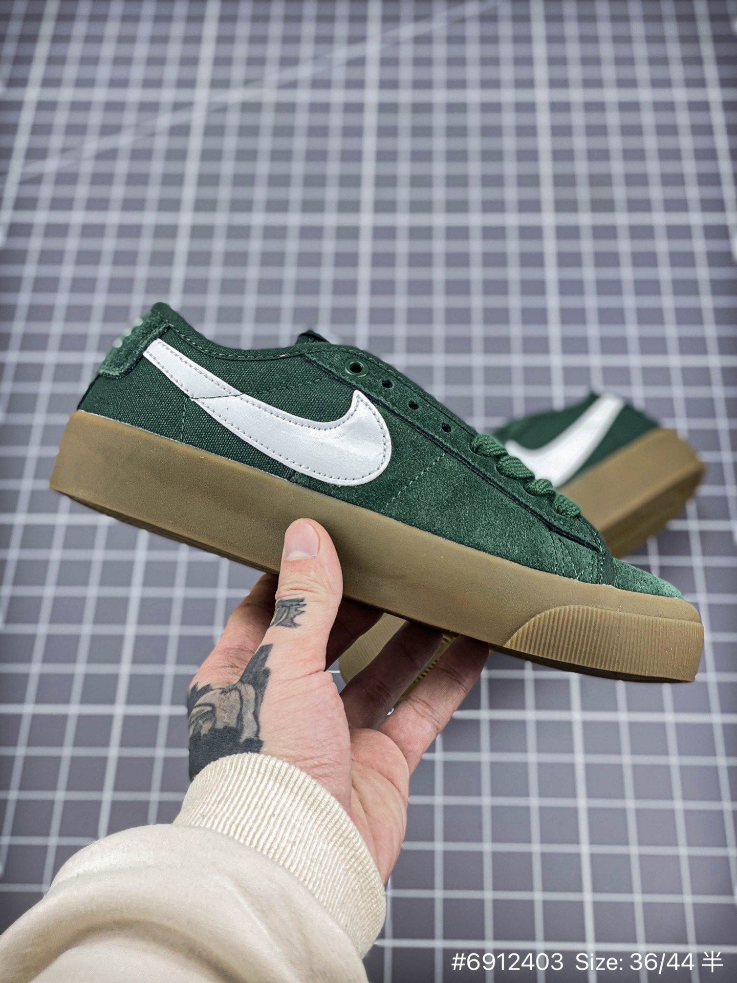 The Nike Blazer Low Pro Gt - White Unisex Streetwear Limited Edition - The Nike Blazer Low Pro GT Leather Gum Sole in White and Green is a