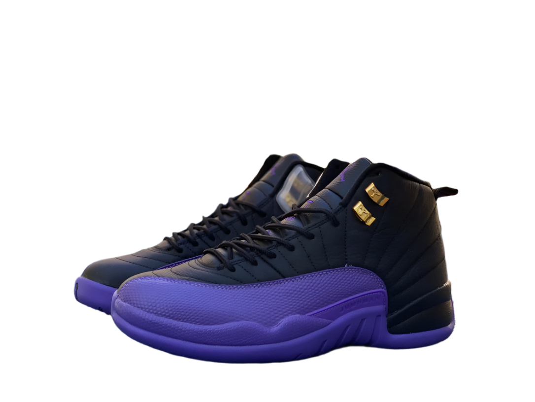 Jordan 12 - Field Purple-metallic Gold-ta - I - Black Unisex Streetwear Limited Edition - Introducing the Air Jordan 12 Retro in a striking black and purple colorway, a true