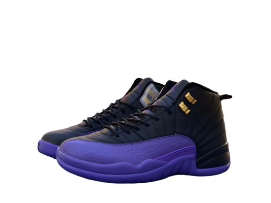Jordan 12 - Field Purple-metallic Gold-ta - I - Black Unisex Streetwear Limited Edition - Introducing the Air Jordan 12 Retro in a striking black and purple colorway, a true
