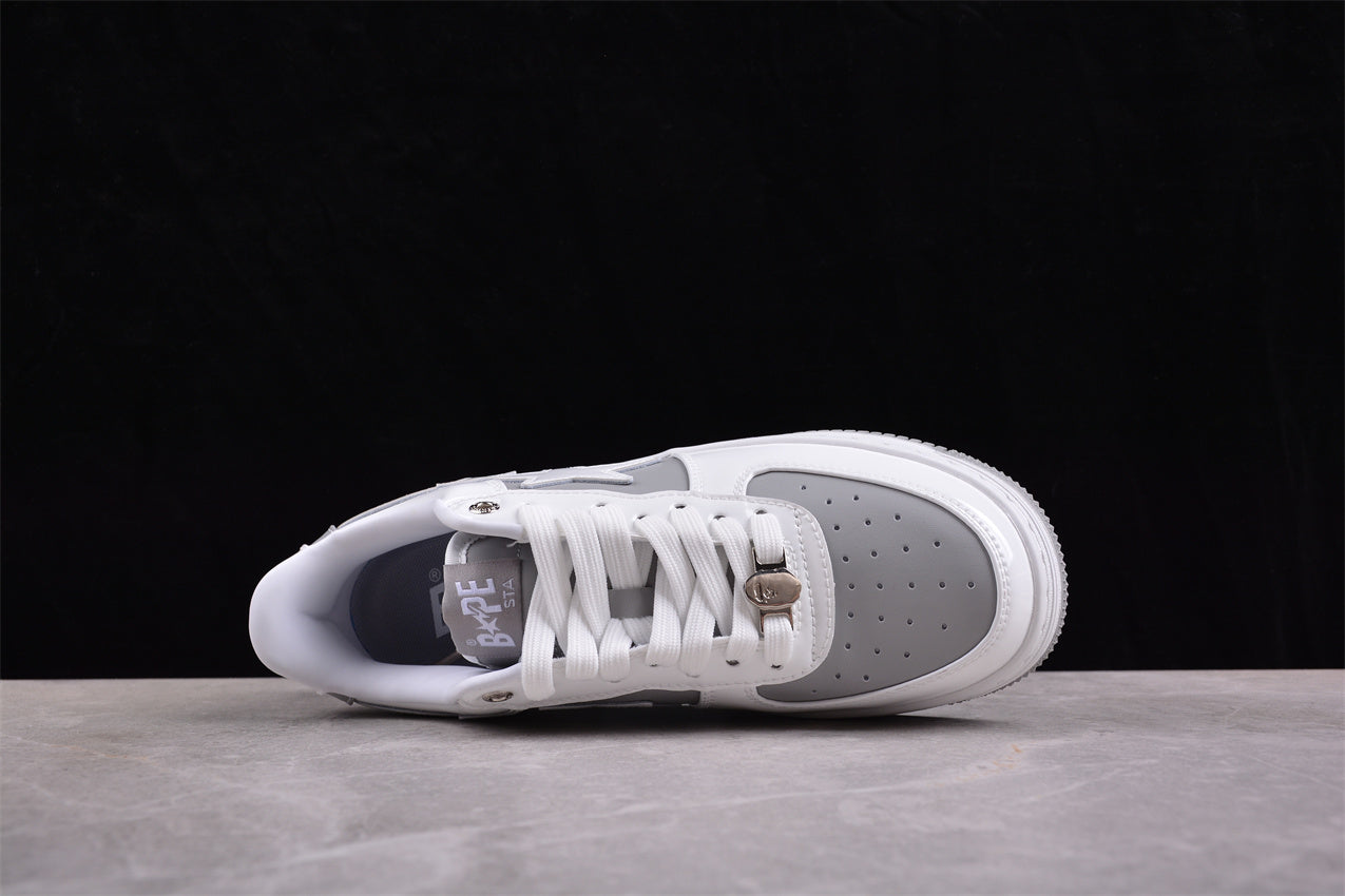 BAPE Sta Low-top Sneakers In And Grey - White Unisex Streetwear Limited Edition - **BAPE STA Low-Top Sneakers in White and Grey** Introducing the BAPE STA Low-Top Sneakers in