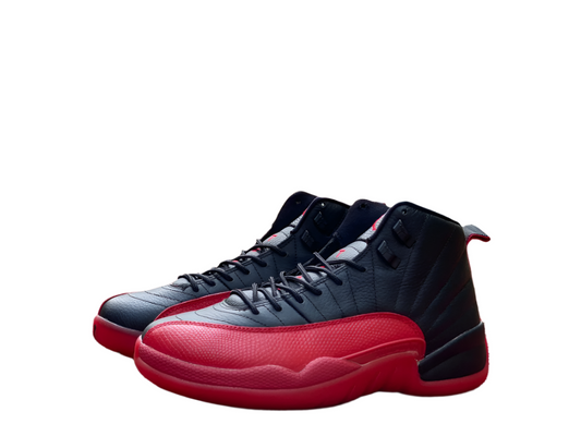Jordan 12 Flu Game - Black Unisex Streetwear Limited Edition - Introducing the Air Jordan 12 Retro in a striking black and red colorway, a timeless