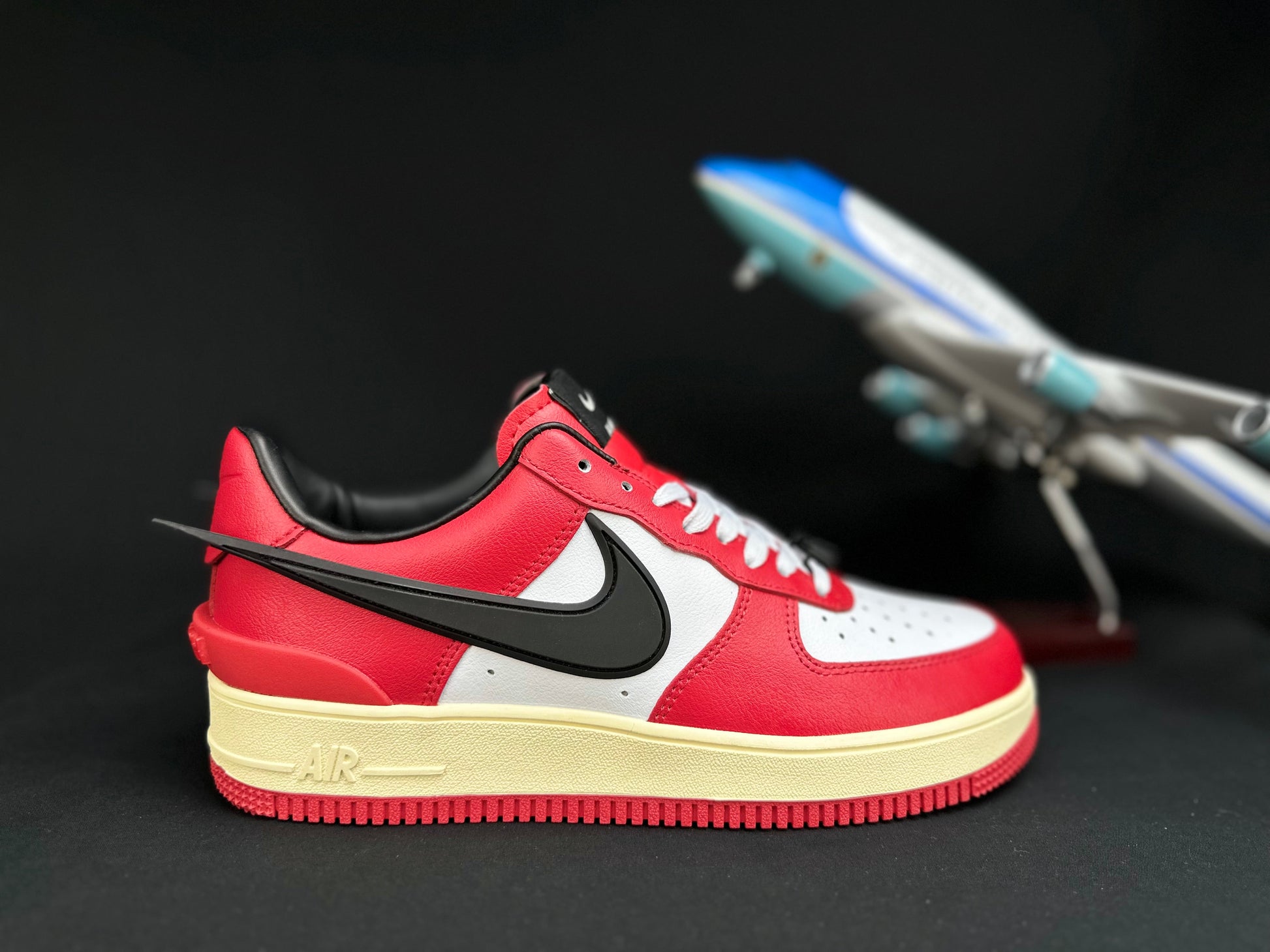 NIKE Air Force 1 'big Swoosh Red' Unisex Streetwear Limited Edition - **Nike Air Force 1 'Big Swoosh Red'** The Nike Air Force 1 'Big Swoosh Red'