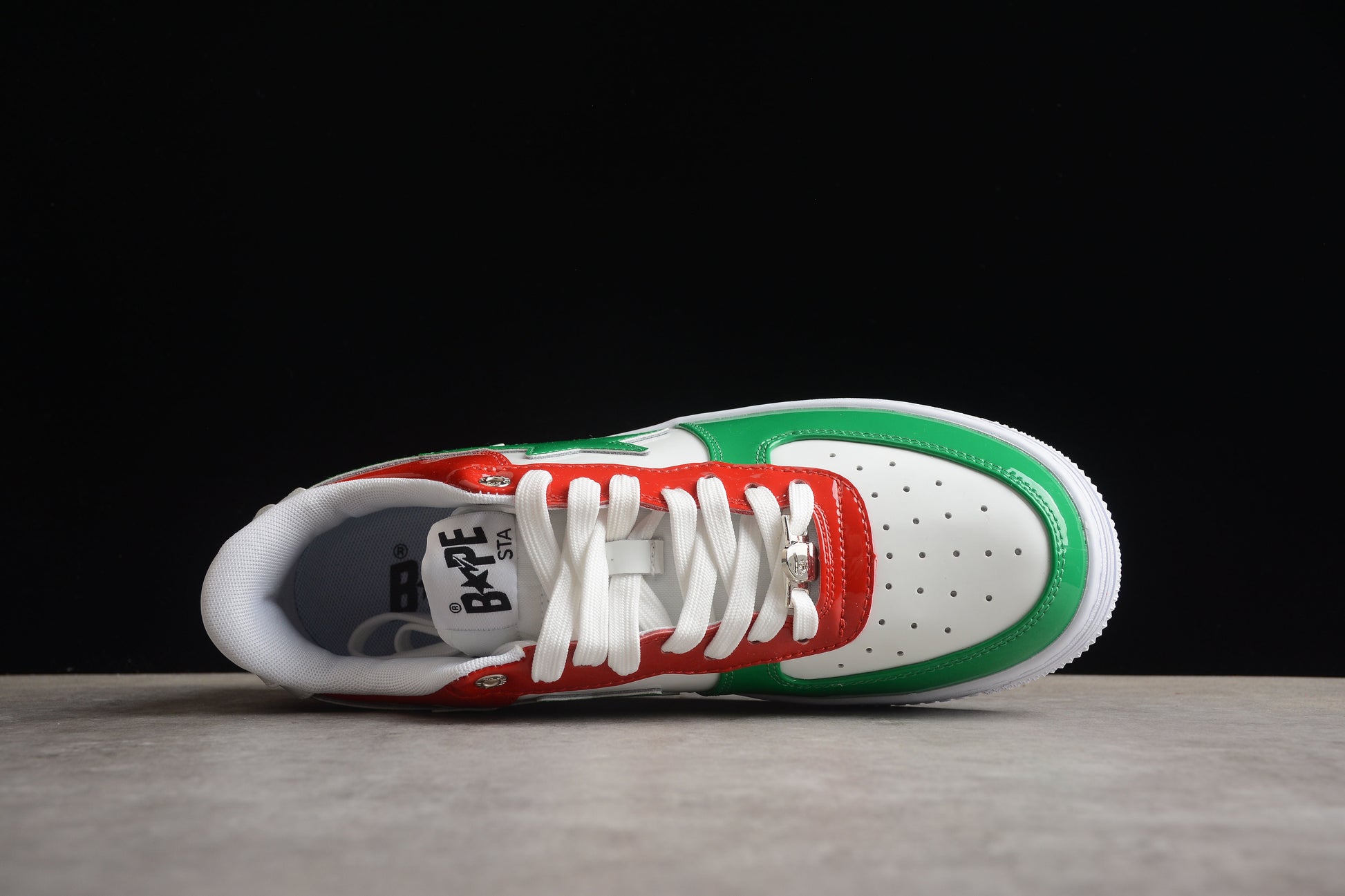 BAPE Sta Low-top Sneakers In Red, Green, And - White Unisex Streetwear Limited Edition - **BAPE STA Low-Top Sneakers in Red, Green, and White** Introducing the BAPE STA Low-Top Sneakers