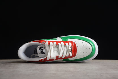 BAPE Sta Low-top Sneakers In Red, Green, And - White Unisex Streetwear Limited Edition - **BAPE STA Low-Top Sneakers in Red, Green, and White** Introducing the BAPE STA Low-Top Sneakers