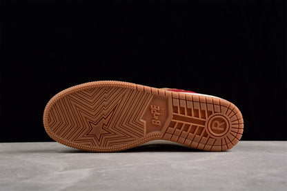 BAPE Sta Low-top Sneakers In And Brown - Red Unisex Streetwear Limited Edition - **BAPE STA Low-Top Sneakers in Red and Brown** Unleash a burst of color with the