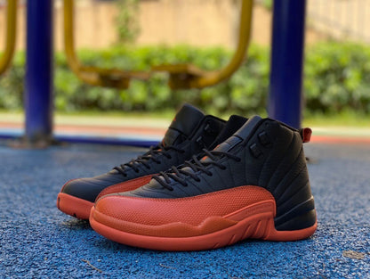 Jordan 12 Wmns brilliant Orange Sneakers Unisex Streetwear Limited Edition - Introducing the Air Jordan 12 Retro in a bold black and orange colorway, a sneaker