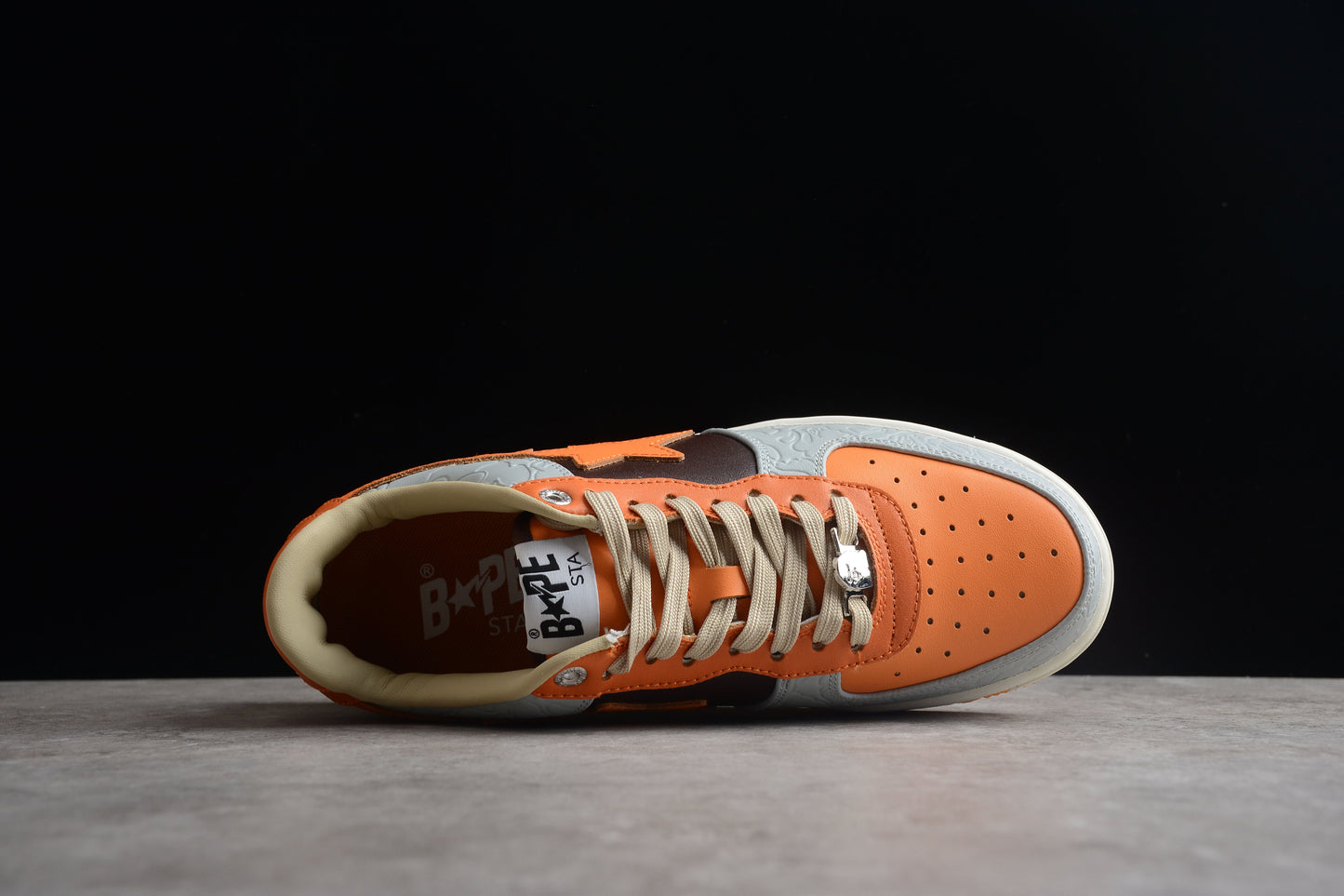 BAPE Sta Low-top And Grey Sneakers - Orange Unisex Streetwear Limited Edition - **BAPE STA Low-Top Orange and Grey Sneakers** Step into bold style with the BAPE STA