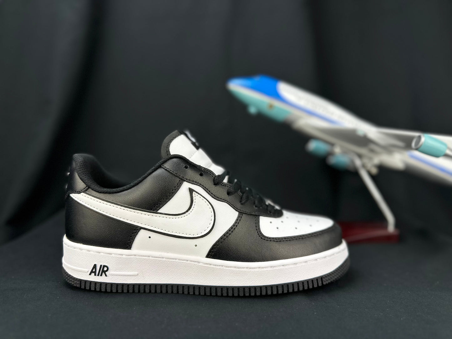 NIKE Air Force 1 'double Swoosh Panda' - Black Unisex Streetwear Limited Edition - **Nike Air Force 1 'Double Swoosh Panda'** The Nike Air Force 1 'Double Swoosh Panda'