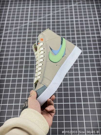 Nike Blazer1977 'hu - White Unisex Streetwear Limited Edition - The Nike Blazer 1977 'H ' Reflective Crackle Print in Beige Grey is a stylish nod