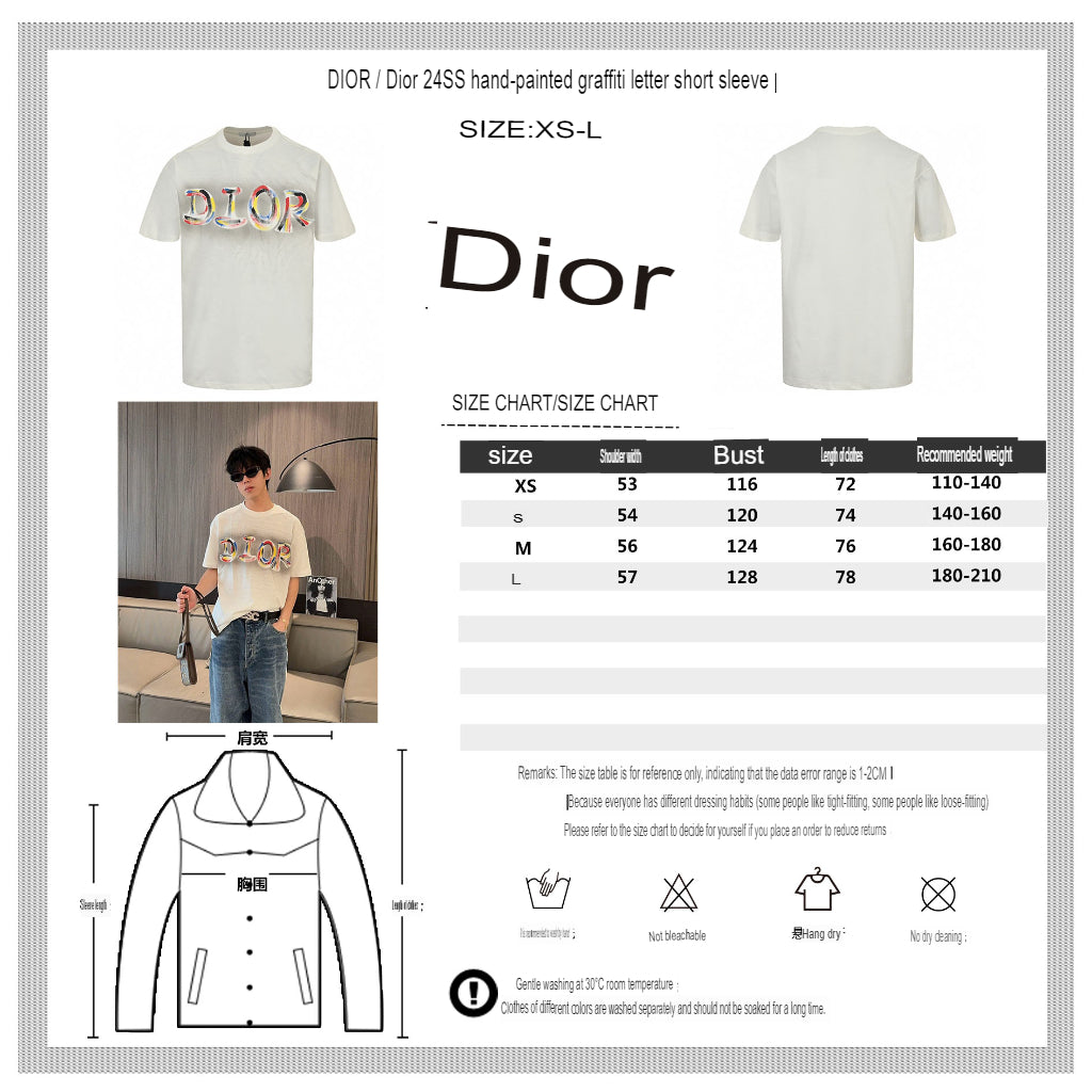 Camiseta con el logo artístico de Dior (blanca)