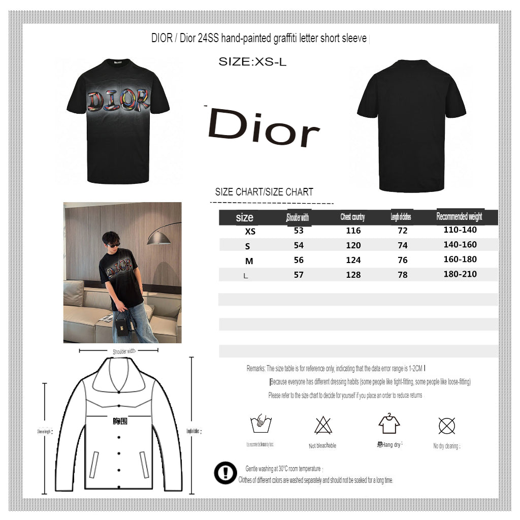 Camiseta con el logo artístico de Dior (negra)