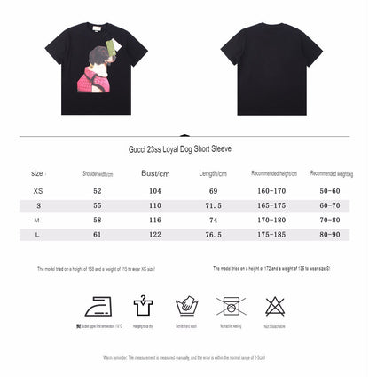 Camiseta Gucci con estampado de perro en negro