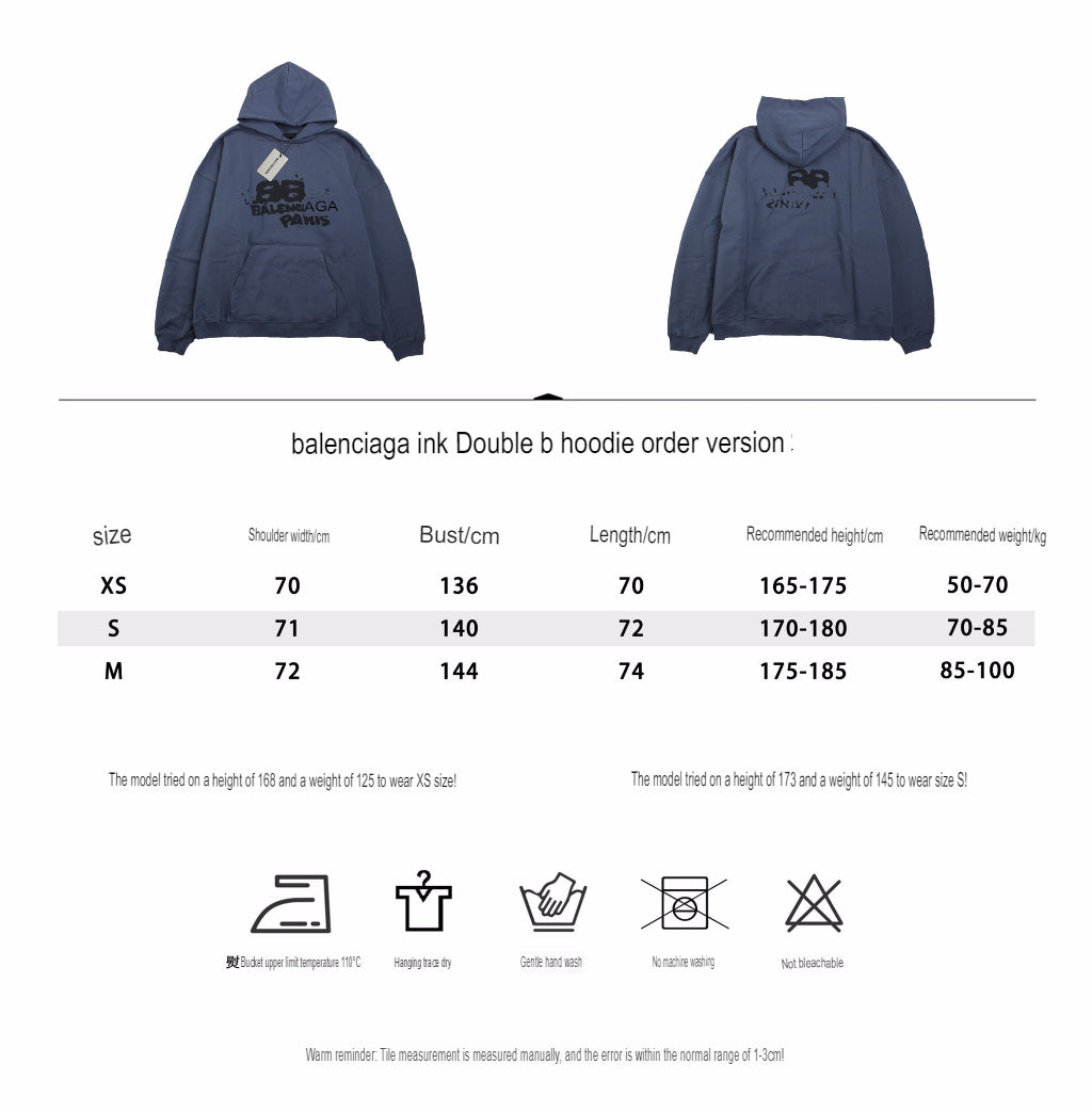 Sudadera con capucha Balenciaga Paris Graffiti - Azul