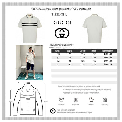 Polo Gucci con logo a rayas (Blanco)