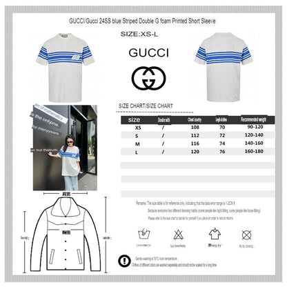 Camiseta blanca con rayas azules Gucci GG