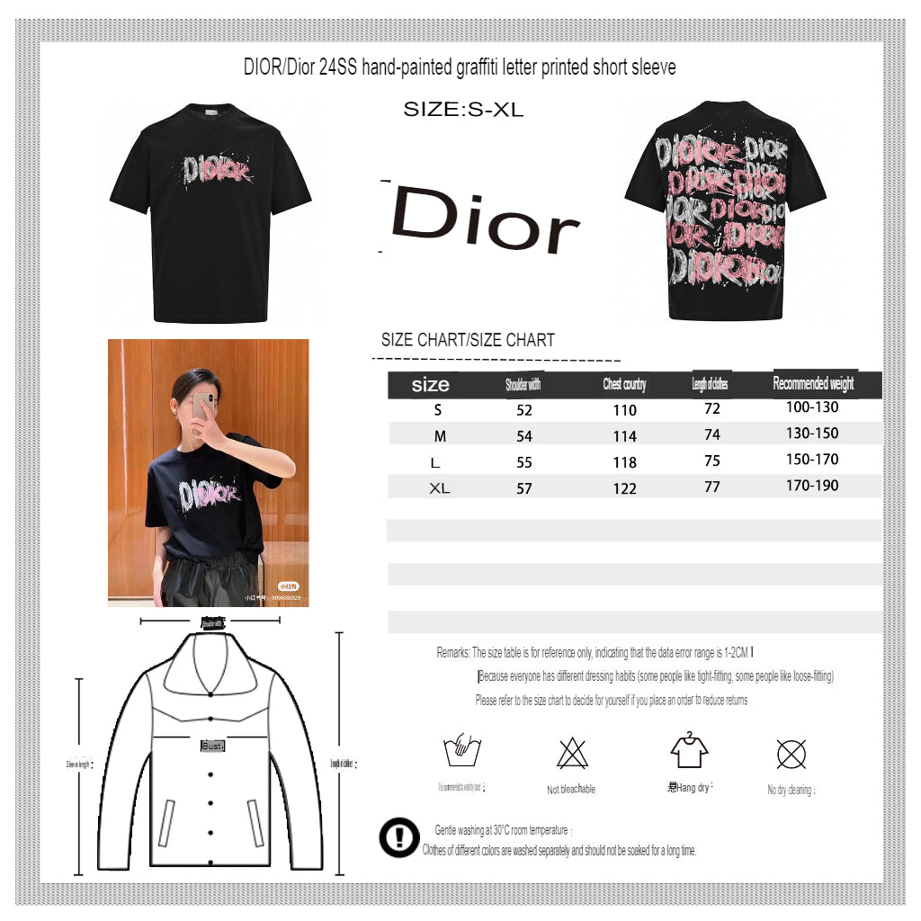 Camiseta Dior con logo graffiti en negro