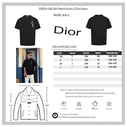 Camiseta Dior con logotipo CD bordado (negra)