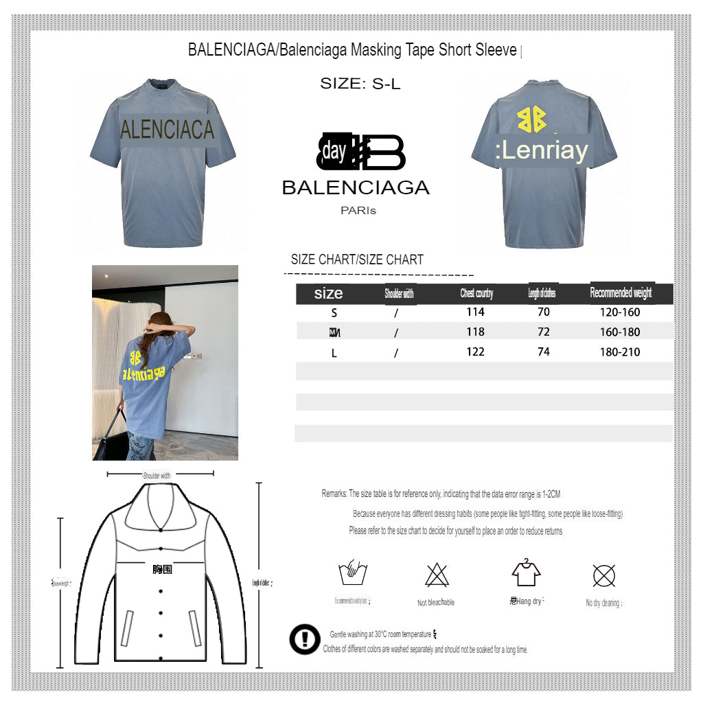 Camiseta azul con logo vintage de Balenciaga