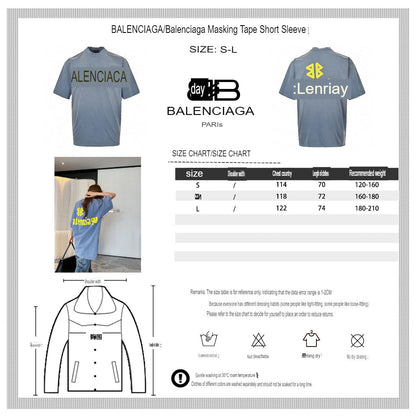 Camiseta azul con logo vintage de Balenciaga