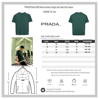 Prada Green Contrast Trim T-Shirt - logo - replica sneakers