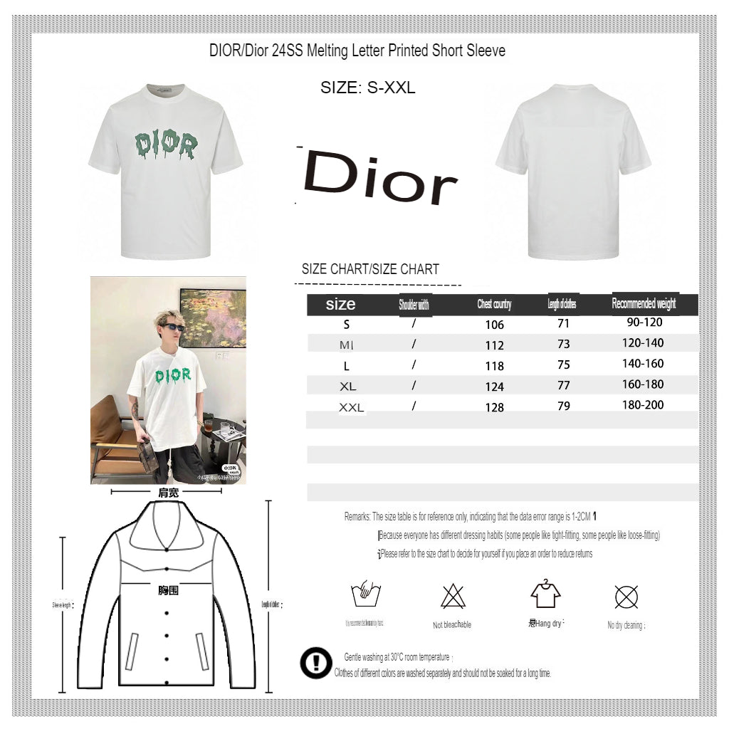 Camiseta Dior con logo goteando (blanca)