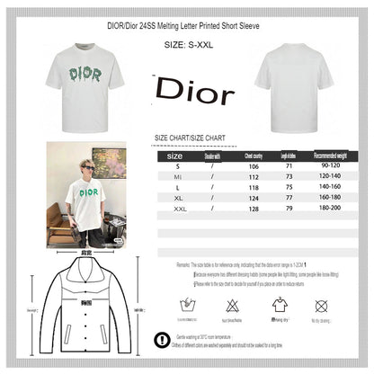 Camiseta Dior con logo goteando (blanca)