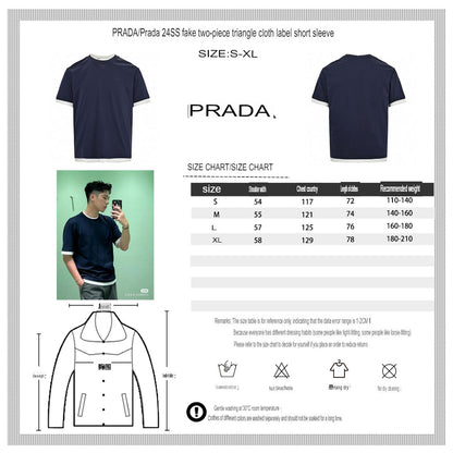 Prada Navy Blue Double Layer T-Shirt - logo - replica sneakers