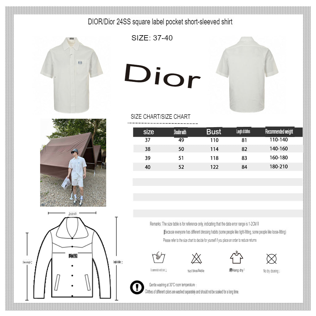 Camisa Dior de manga corta con botones (blanca)