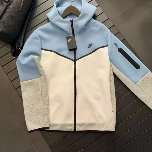 NIKE Tech Fleece Hoodie - Grey - - White Unisex Streetwear Limited Edition - The NIKE TECH FLEECE HOODIE GREY/WHITE - REPLICA is the ultimate blend of modern sportswear