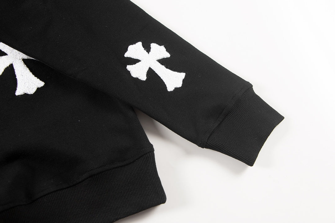 CHROME Hearts Wool White Cross Sweatshirt - Black Unisex Streetwear Limited Edition