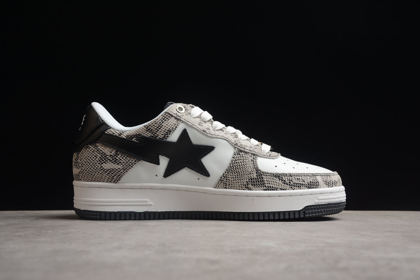 BAPE Sta Low-top Sneakers With Snakeskin Pattern - Black Unisex Streetwear Limited Edition - **BAPE STA Low-Top Sneakers with Snakeskin Pattern** Introducing the BAPE STA Low-Top Sneakers with Snakesk