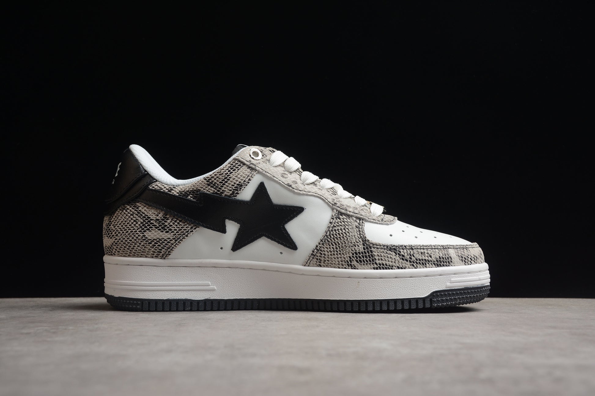 BAPE Sta Low-top Sneakers With Snakeskin Pattern - Black Unisex Streetwear Limited Edition - **BAPE STA Low-Top Sneakers with Snakeskin Pattern** Introducing the BAPE STA Low-Top Sneakers with Snakesk