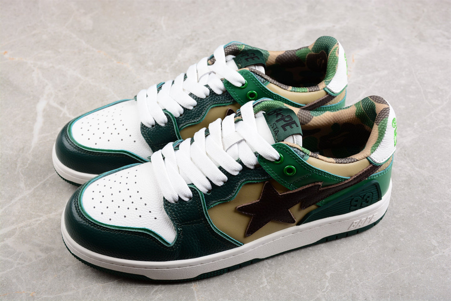 BAPE Sta Low-top Sneakers In And Brown - Green Unisex Streetwear Limited Edition - **BAPE STA Low-Top Sneakers in Green and Brown** Experience the perfect blend of style and