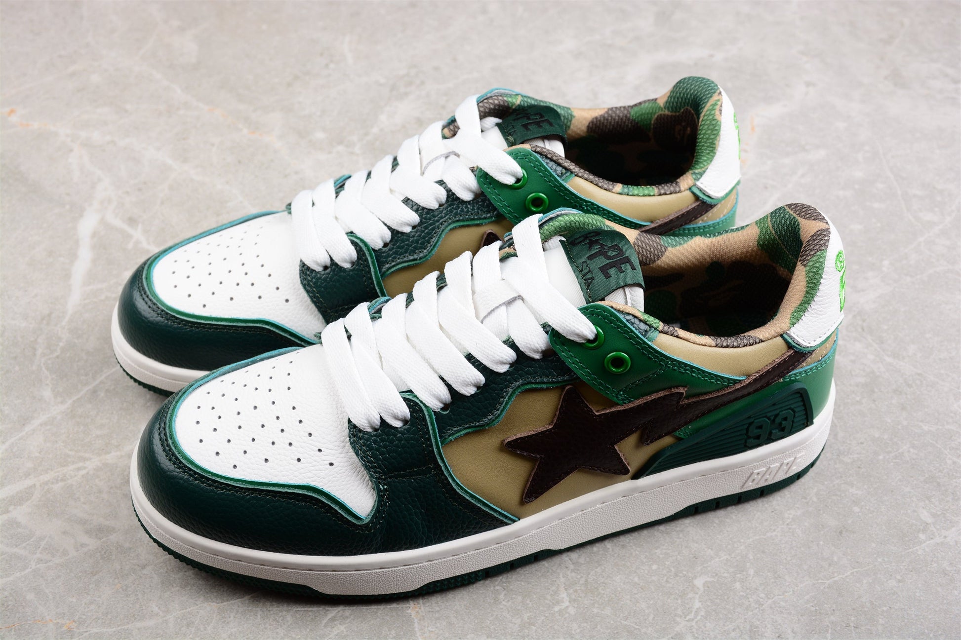 BAPE Sta Low-top Sneakers In And Brown - Green Unisex Streetwear Limited Edition - **BAPE STA Low-Top Sneakers in Green and Brown** Experience the perfect blend of style and