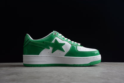 BAPE Sta Low-top Green And Sneakers - White Unisex Streetwear Limited Edition - **BAPE STA Low-Top Green and White Sneakers** Add a vibrant touch to your sneaker collection
