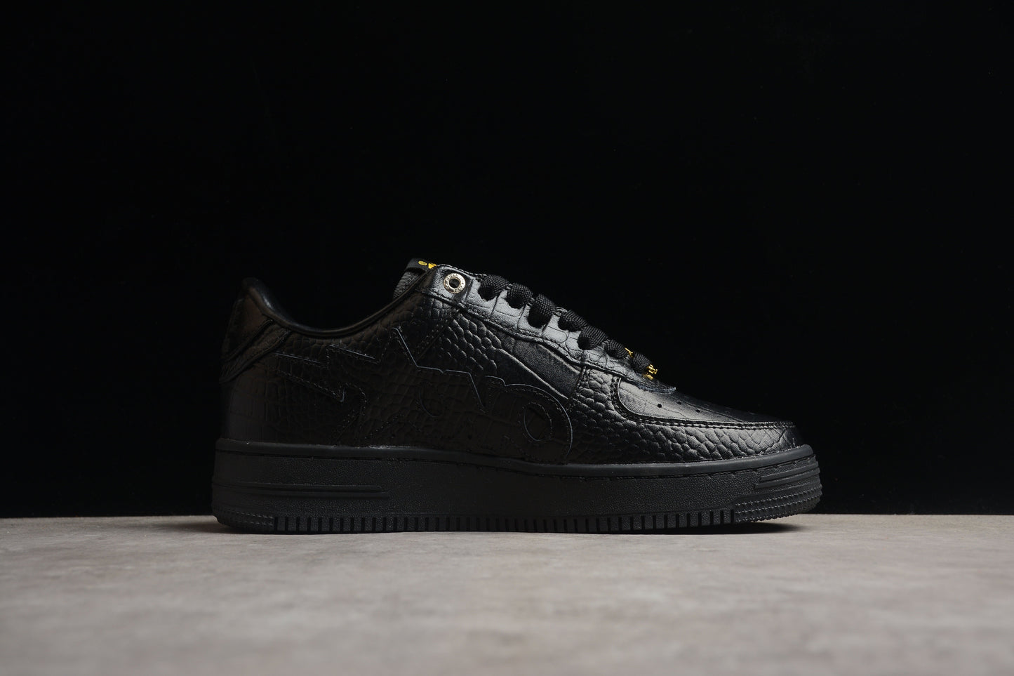 BAPE Sta Low-top Croc-embossed Sneakers - Black Unisex Streetwear Limited Edition - **BAPE STA Low-Top Black Croc-Embossed Sneakers** Introducing the BAPE STA Low-Top Black Croc-Embossed Sneakers, a